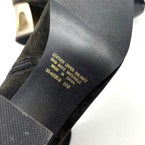 Vintage 80s Classique Black Brown Ombre Suede Cut-out Block Heel Zip Boot 8M - Picture 16 of 16